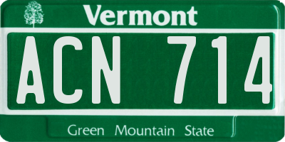 VT license plate ACN714