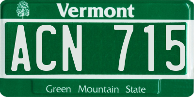 VT license plate ACN715