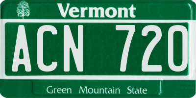VT license plate ACN720