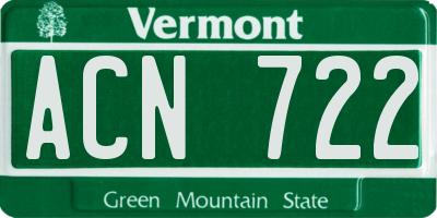 VT license plate ACN722