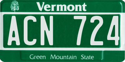 VT license plate ACN724