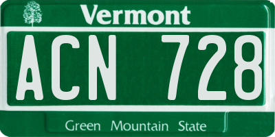 VT license plate ACN728