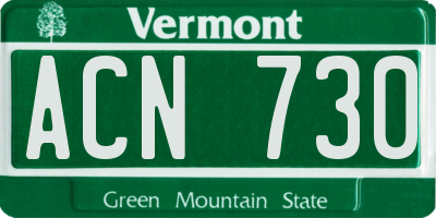 VT license plate ACN730