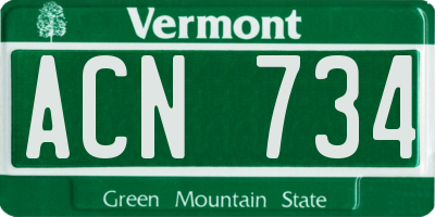 VT license plate ACN734