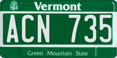 VT license plate ACN735