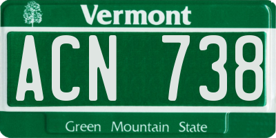 VT license plate ACN738