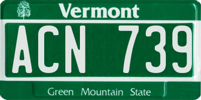 VT license plate ACN739