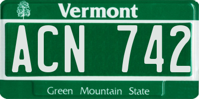 VT license plate ACN742