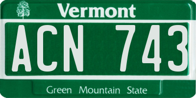 VT license plate ACN743