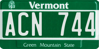 VT license plate ACN744