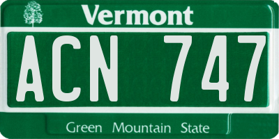 VT license plate ACN747