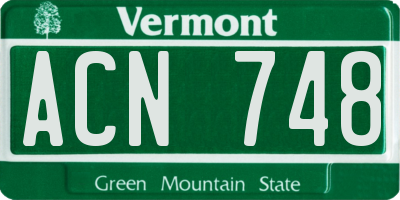 VT license plate ACN748