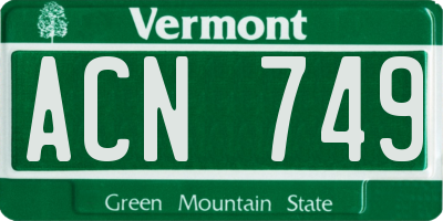 VT license plate ACN749