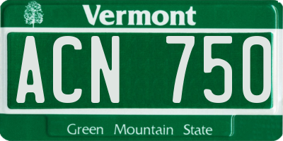 VT license plate ACN750