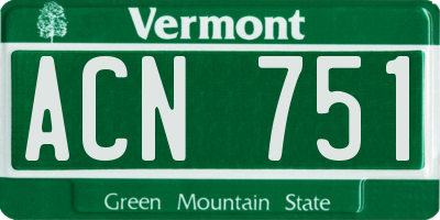 VT license plate ACN751