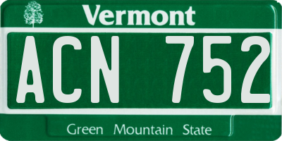 VT license plate ACN752
