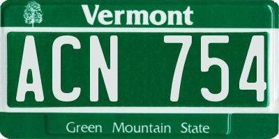 VT license plate ACN754
