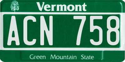 VT license plate ACN758