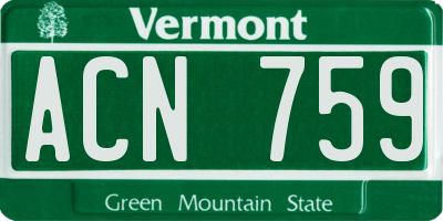 VT license plate ACN759
