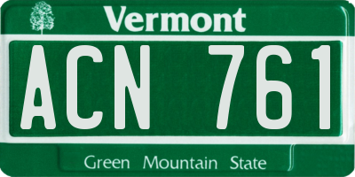 VT license plate ACN761