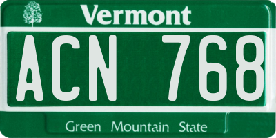 VT license plate ACN768