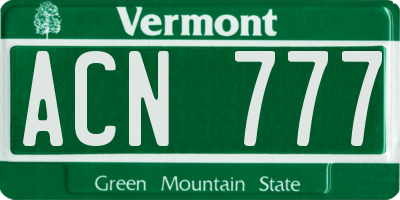 VT license plate ACN777