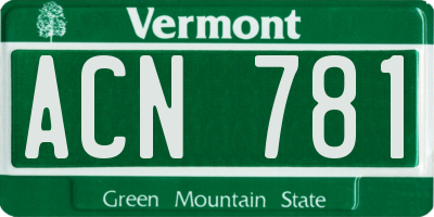 VT license plate ACN781