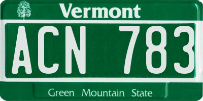 VT license plate ACN783