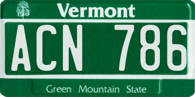 VT license plate ACN786