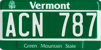VT license plate ACN787
