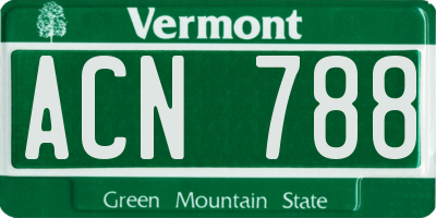 VT license plate ACN788