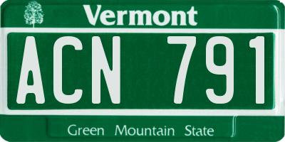 VT license plate ACN791