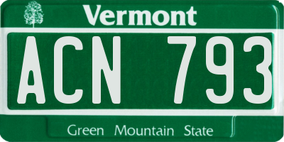 VT license plate ACN793