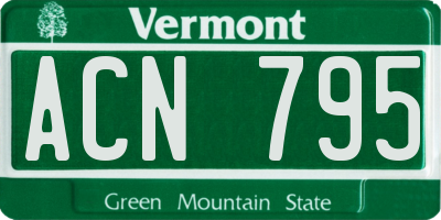 VT license plate ACN795