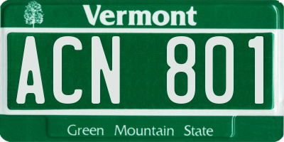 VT license plate ACN801