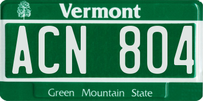 VT license plate ACN804