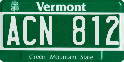 VT license plate ACN812