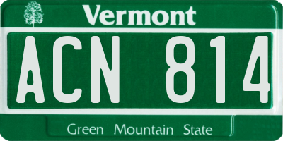 VT license plate ACN814