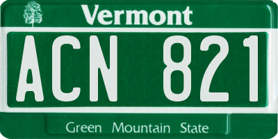 VT license plate ACN821