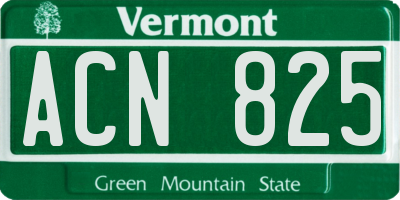 VT license plate ACN825