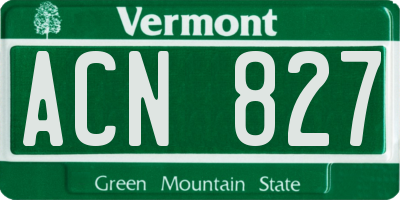 VT license plate ACN827