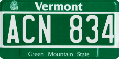 VT license plate ACN834