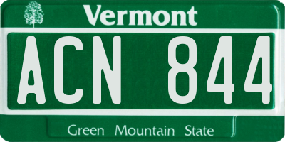 VT license plate ACN844