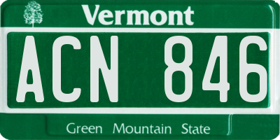 VT license plate ACN846