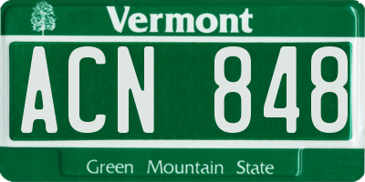VT license plate ACN848