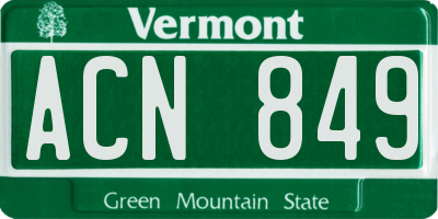 VT license plate ACN849