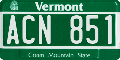 VT license plate ACN851