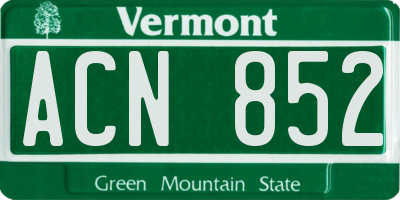 VT license plate ACN852