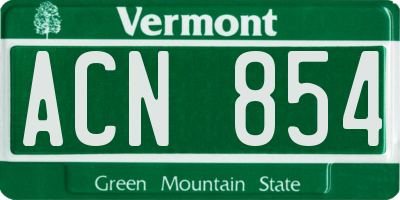 VT license plate ACN854
