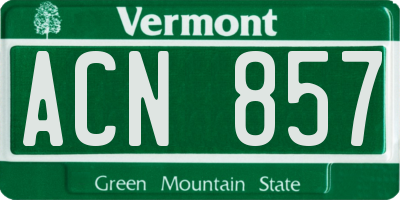 VT license plate ACN857